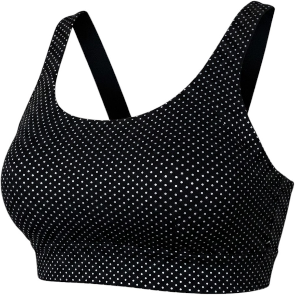 Zyia Active Sports Bra Women Medium Black Silver Metallic Polka Dot Keyhole Back
